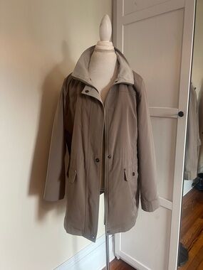 Vintage Nautica Plaid Lined Utility Jacket Taupe Beige Size Medium